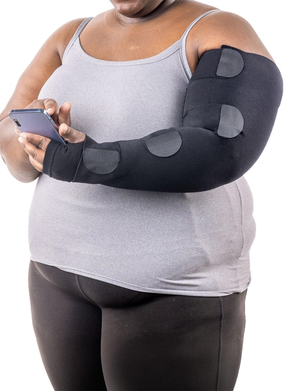 Sigvaris Envelo Arm Wrap adjustable inelastic compression arm wrap in the color Black