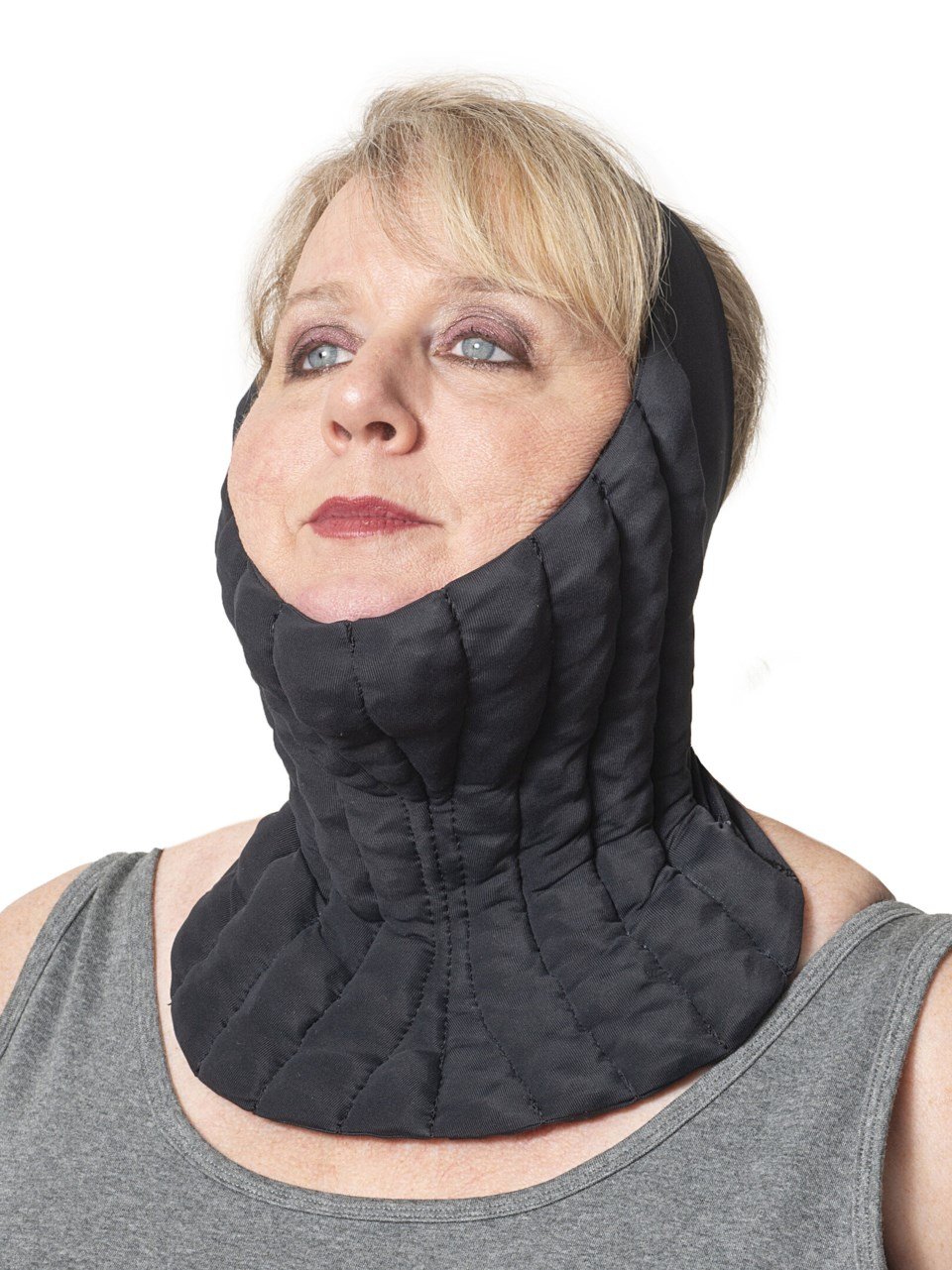 Female wearing the NECK and MANDIBLE PAD in BLACK