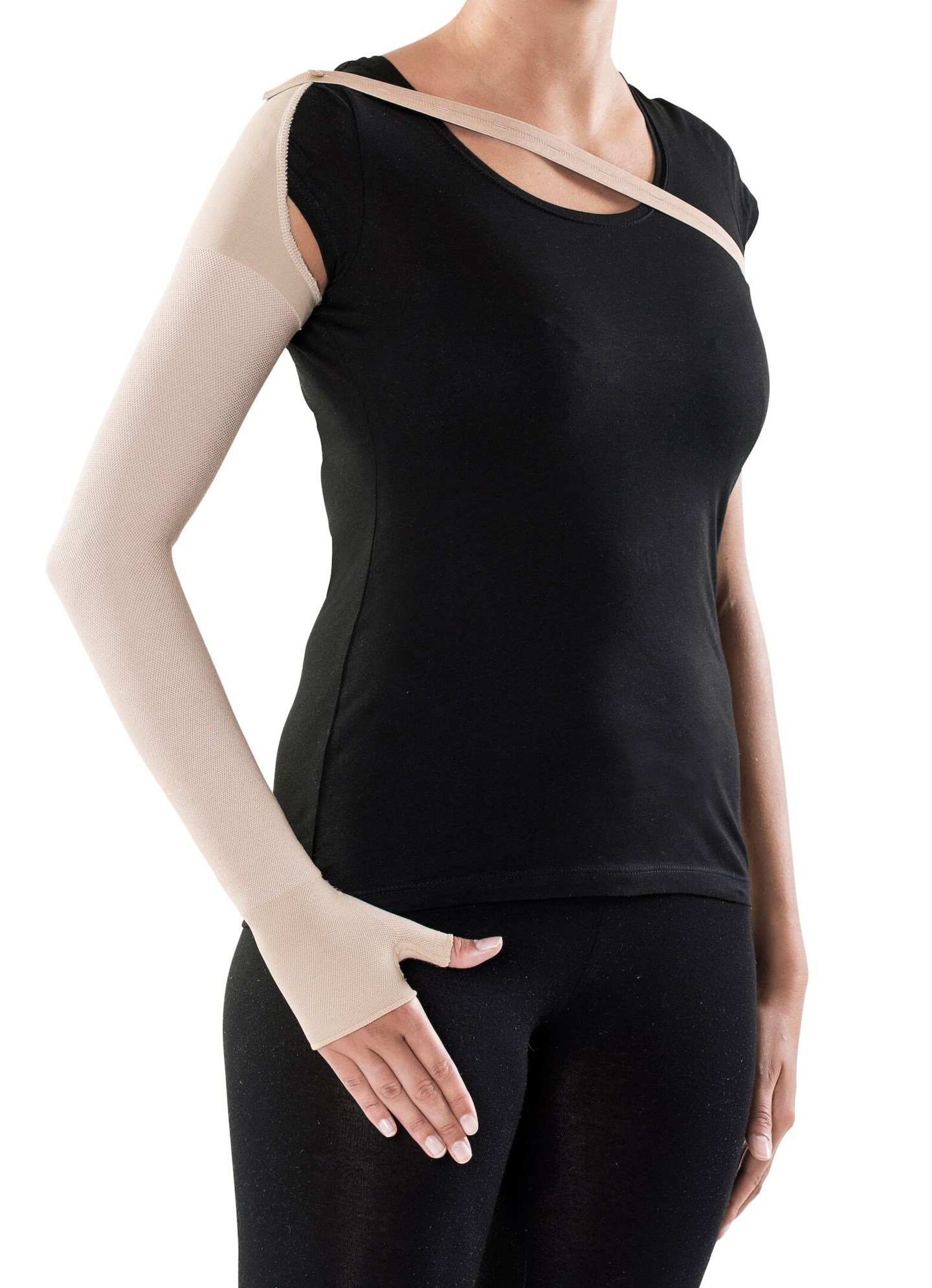 Sigvaris Traditional Arm sleeves with mitten with support straps